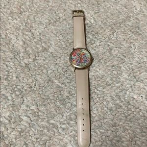 Tan and floral watch